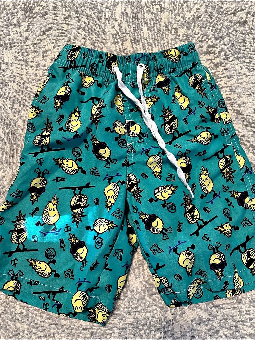 Kids Printed Swim Trunks Blue & Yellow